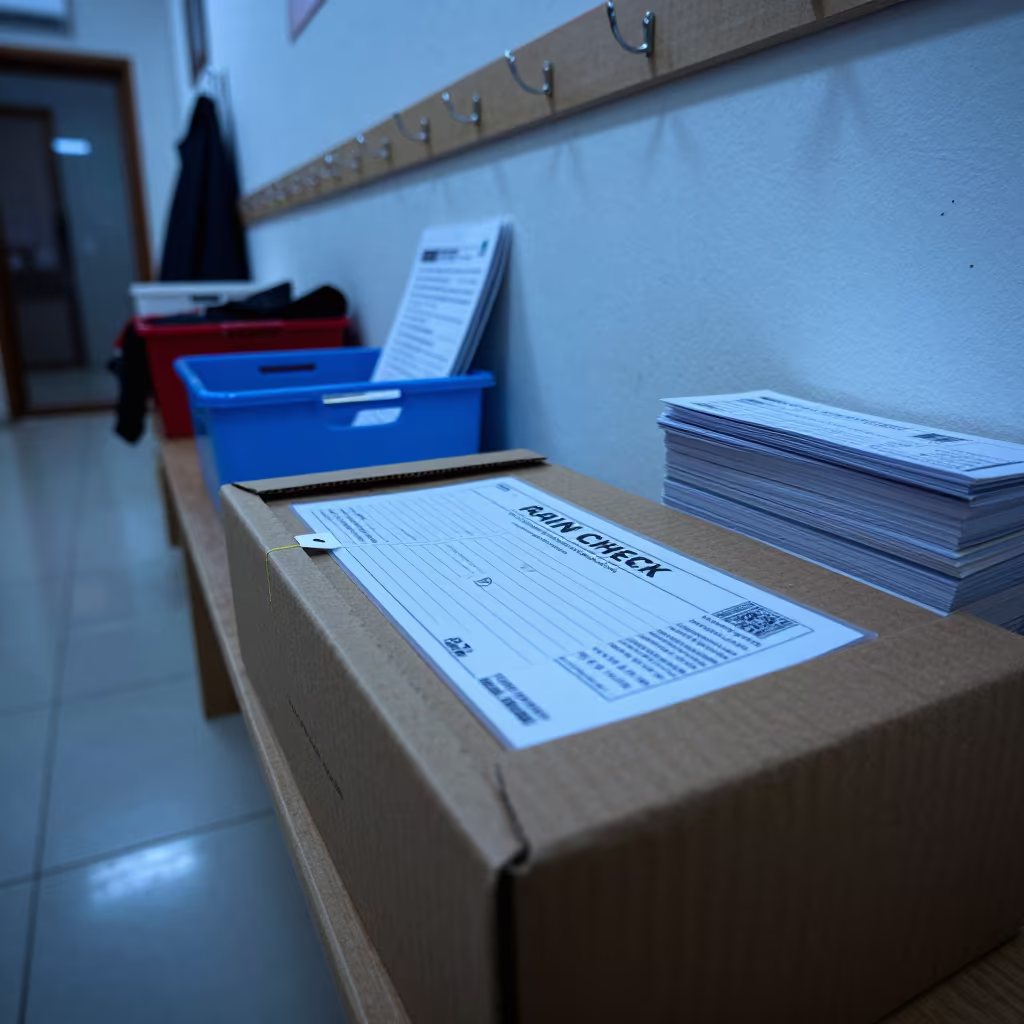 Cairo Fitting Room Rain Check Card Box Evening in inside a fitting room corridor in Cairo