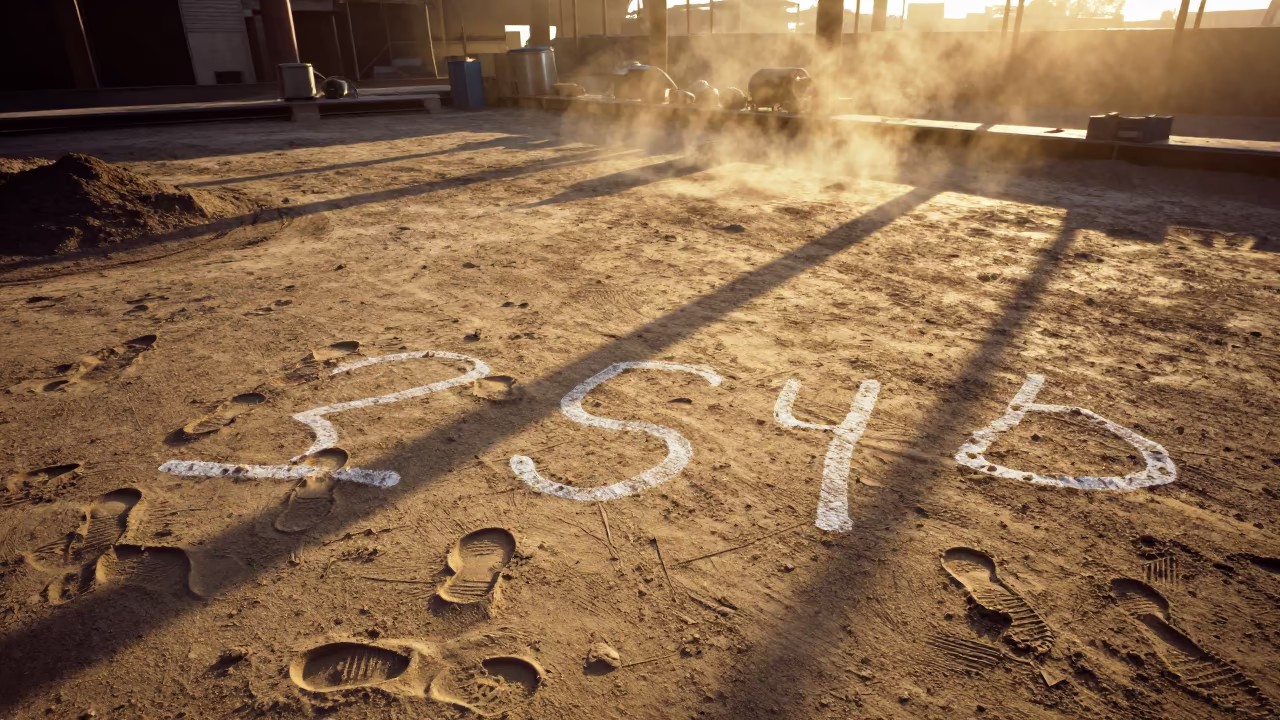 Cairo Foundry Sand Floor with Footprints and Chalk Numbers in in a welding bay near Downtown, Cairo