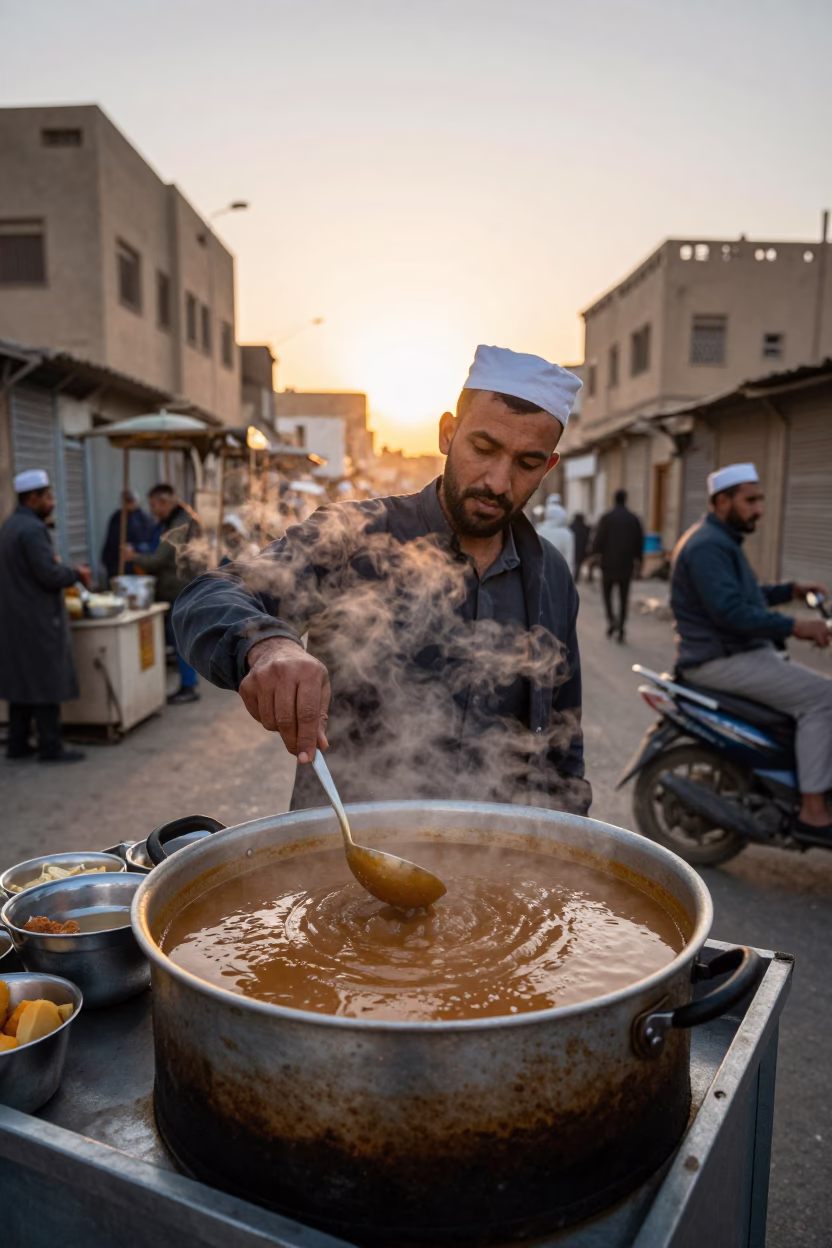 Cairo Hot Soup at The Early Evening Light in in Cairo, Egypt