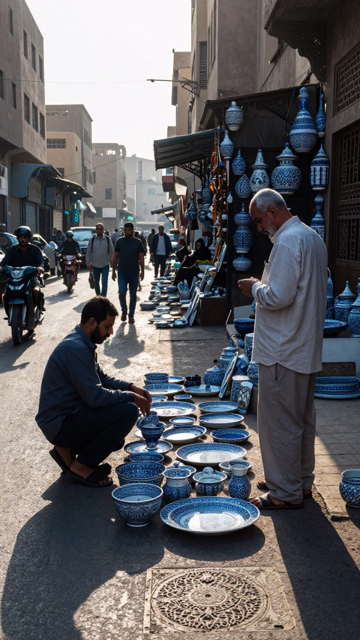 Cairo Market Stall at Early Morning Light in in Cairo, Egypt