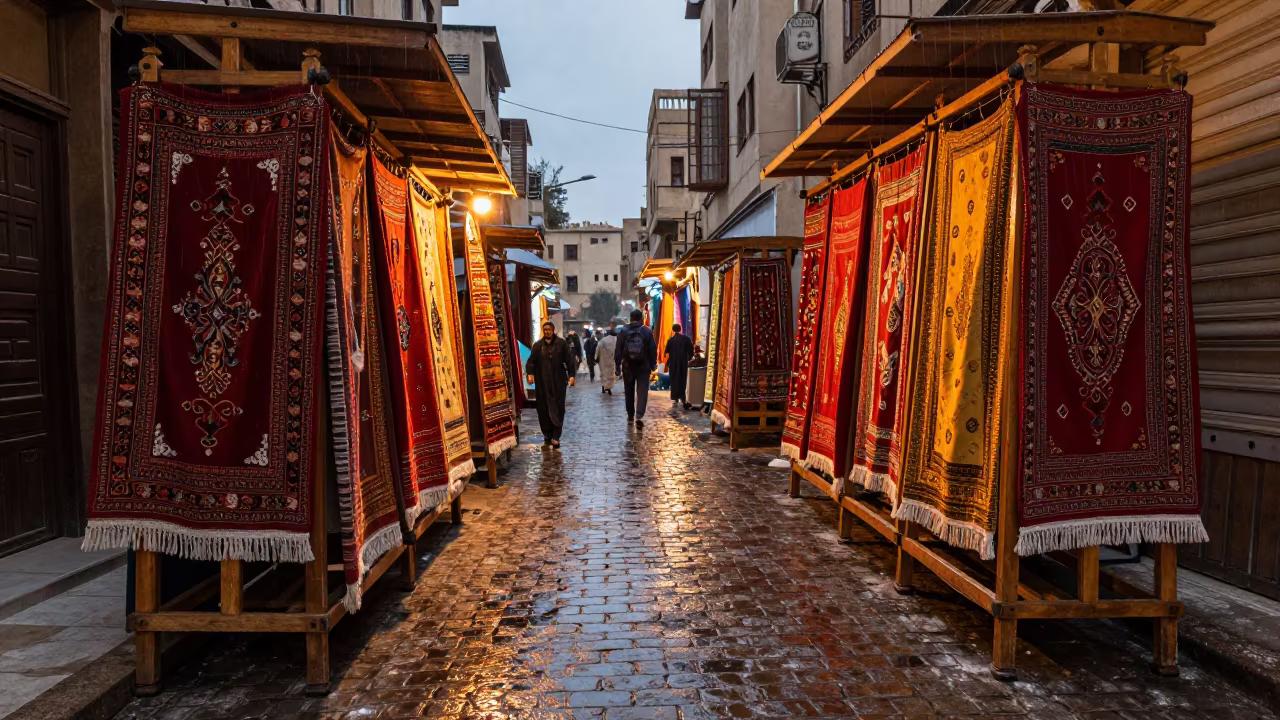 Cairo Night Market Parade Costume Rack Reset in at a night market in Cairo