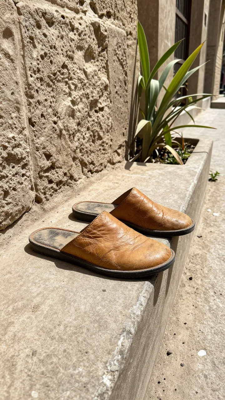 Cairo Worn Leather Slippers in in Cairo, Egypt