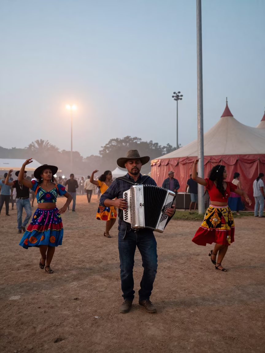 Cajun Zydeco Accordion Dance Under Tent in under a circus tent in Xian