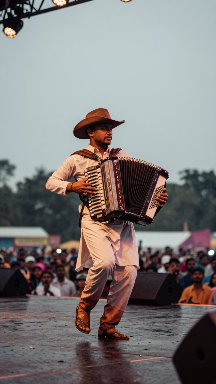 Cajun Zydeco Festival Accordion Dance Jashore in on a festival main stage in Jashore