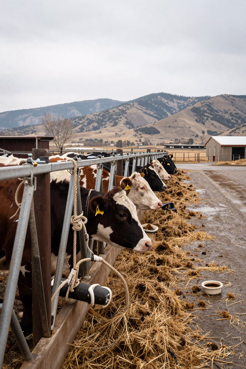 Calf Blanket Rack in California Feedlot in along a feedlot lane in California