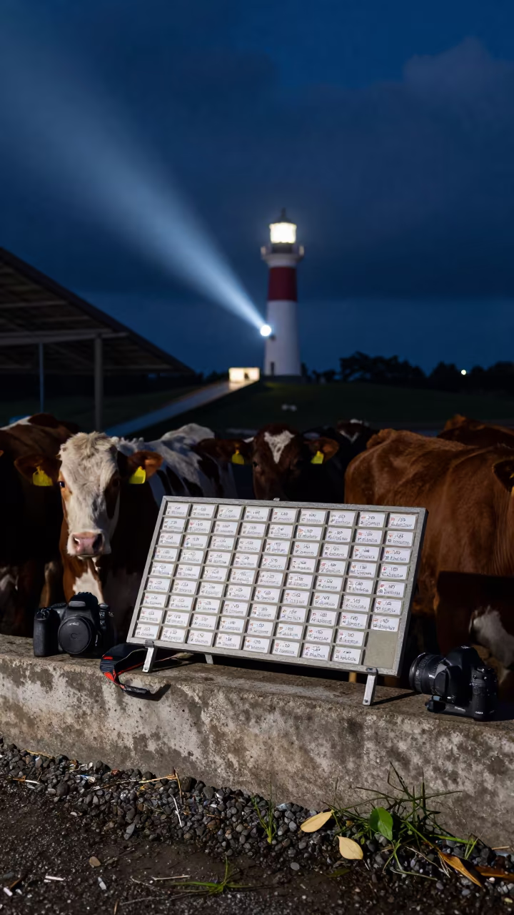 Calf ID Organizer on Comoros Loading Ramp Night in at a stockyard loading ramp in Comoros
