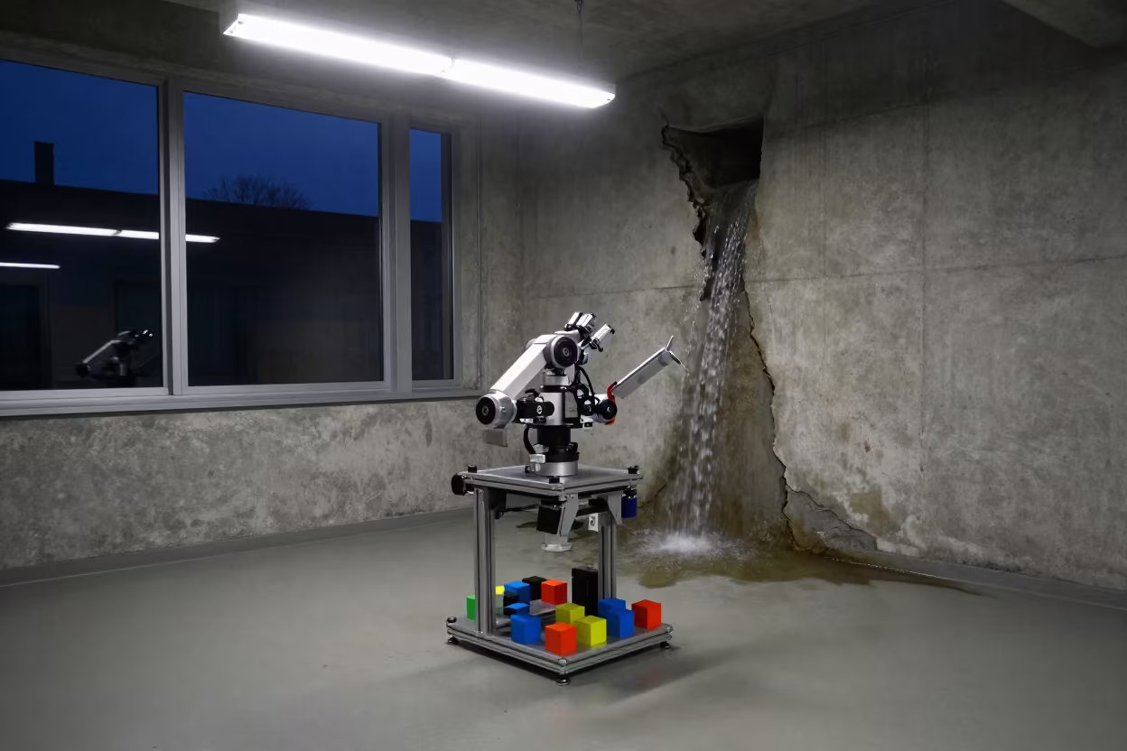 Calibration cubes under fluorescent lab light in inside a university research lab in Colmar