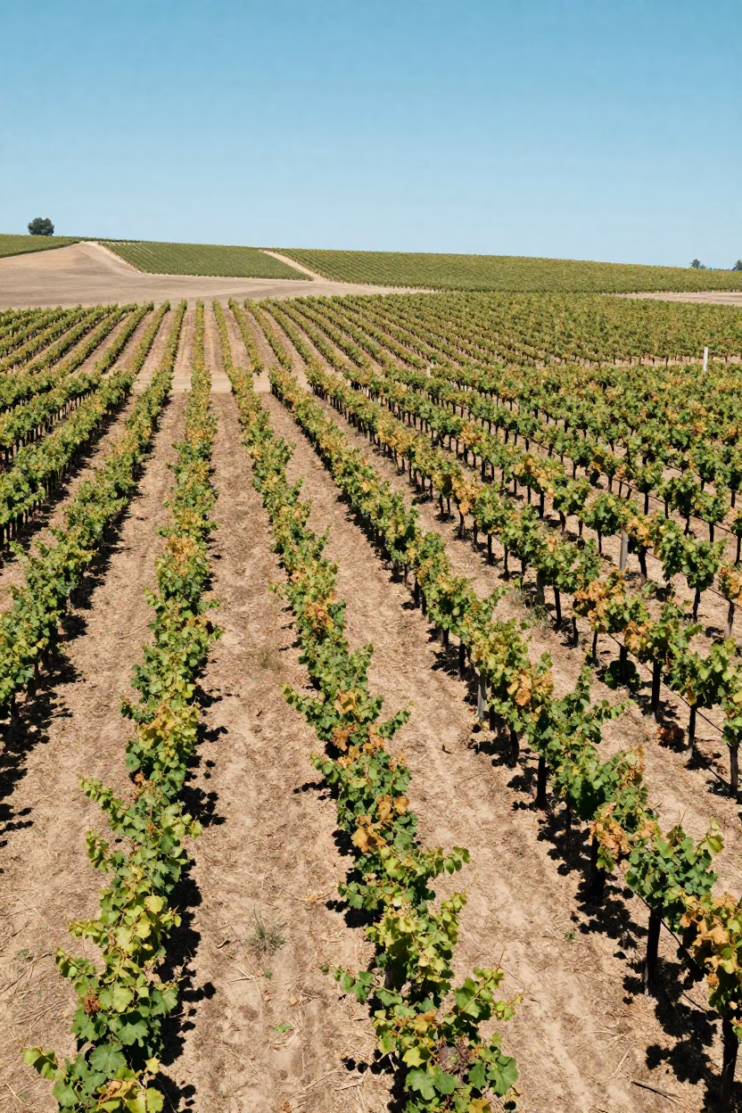 California Vineyard Layers Under Noon Sun in in California
