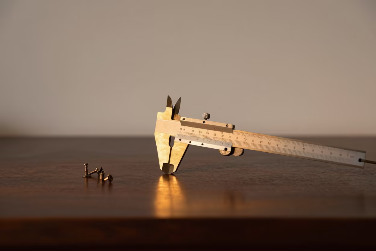 Calipers on Beijing Watchmaker Bench in on a painted display ledge in Beijing