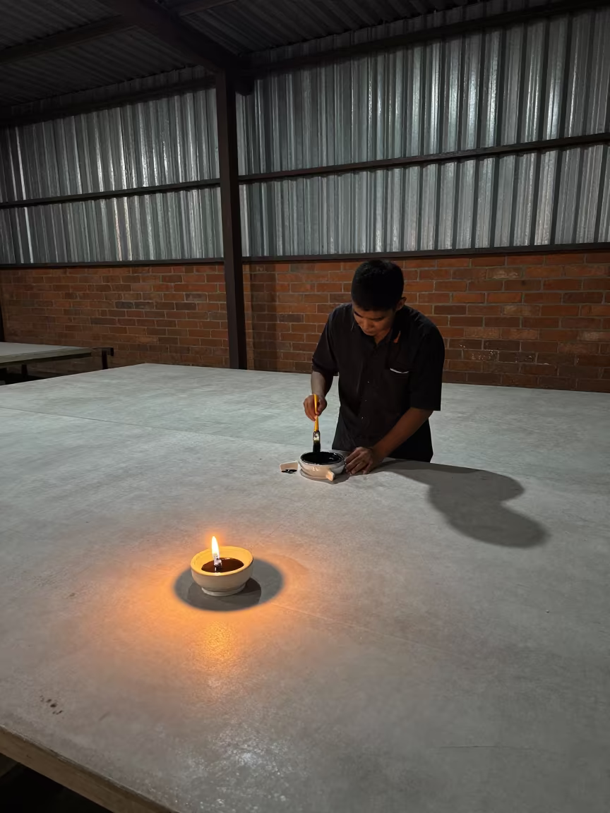 Calligrapher Loading Ink in Kuantan Loft in in a warehouse loft in Kuantan