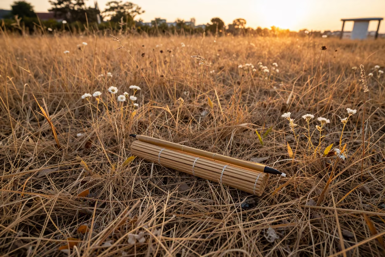Calligraphy Brush in Bangkok Dry Season Meadow in in a bloom-heavy meadow near Sukhumvit, Bangkok