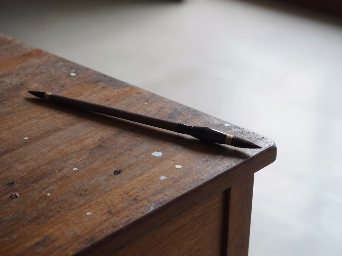 Calligraphy Brush on Chiang Mai Table in on a bedside table in Chang Moi, Chiang Mai