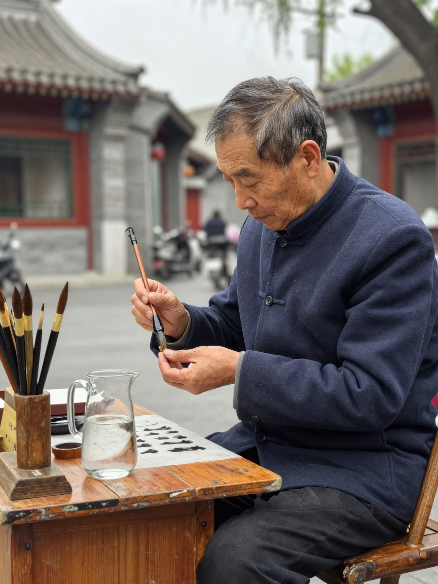 Calligraphy Brushes in Beijing at Midday Light in in Beijing, China