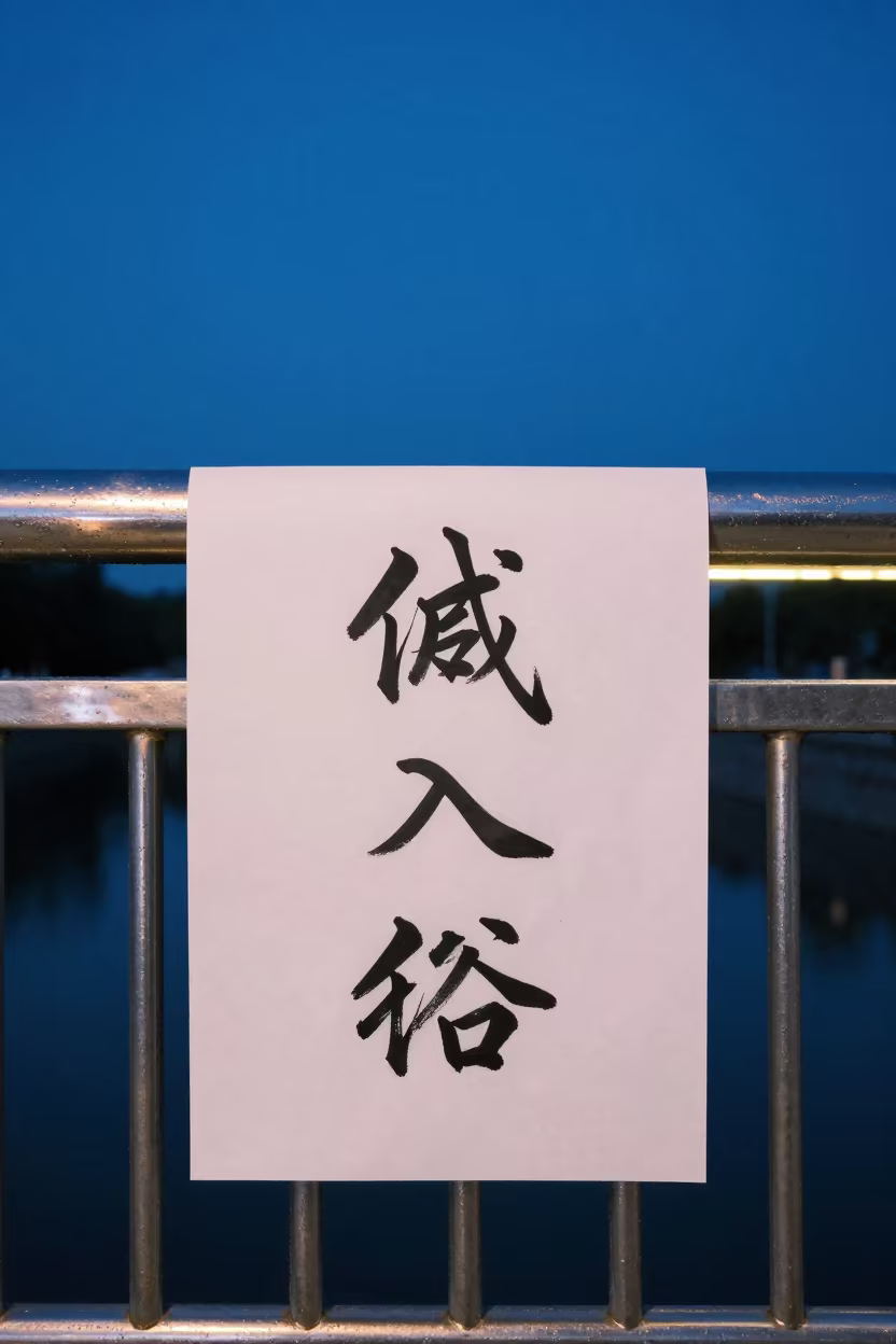 Calligraphy Practice Sheet on Beijing Pier Railing in on a pier railing in Beijing