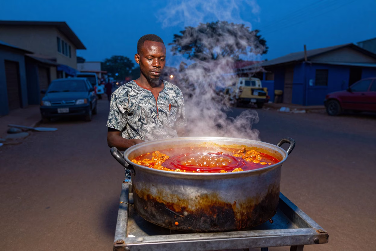 Calulu Stew in Accra at Blue Hour in in Accra, Ghana