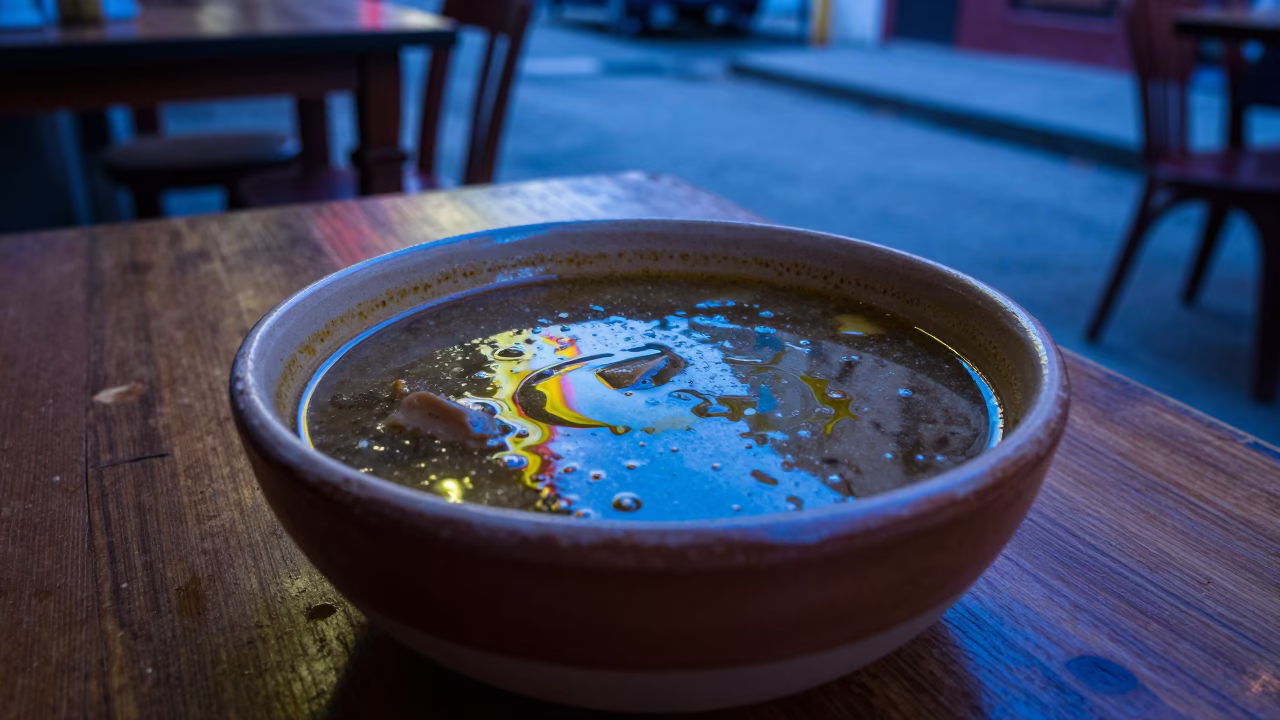 Calulu Stew in Palm Oil Blue Hour Havana in on a restaurant table in Centro Habana, Havana
