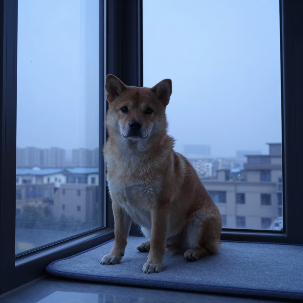 Calupoh Portrait on Window Seat at Blue Hour in on a cushioned window seat with soft side light and an uncluttered background near Taiyuan