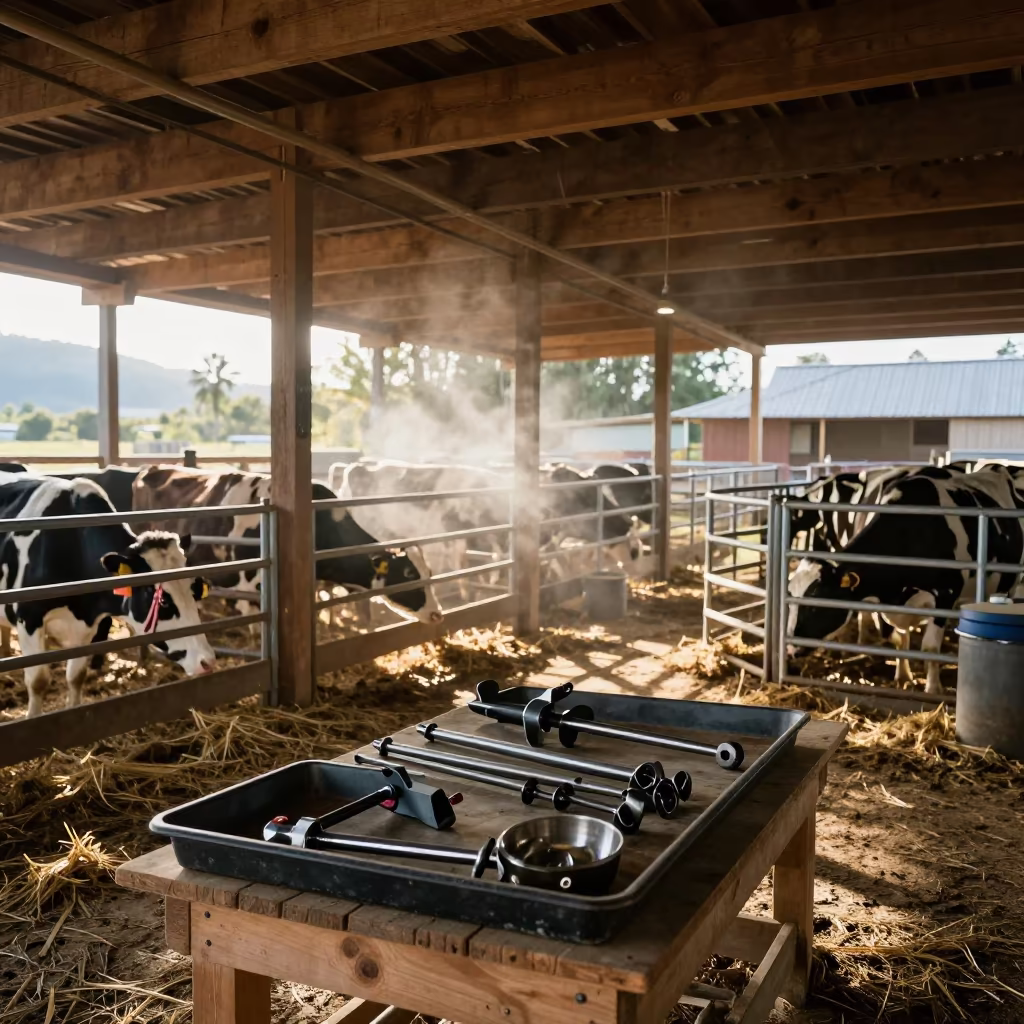 Calving Jack Parts Tray in British Columbia Ranch Corral in inside a ranch corral in British Columbia