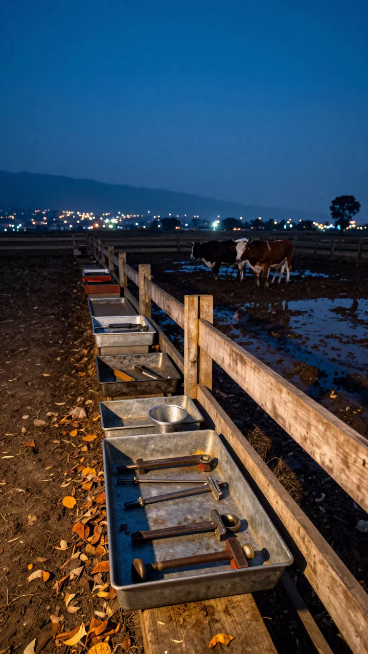 Calving Jack Parts Tray Nepal Paddock in along a muddy paddock fence in Nepal