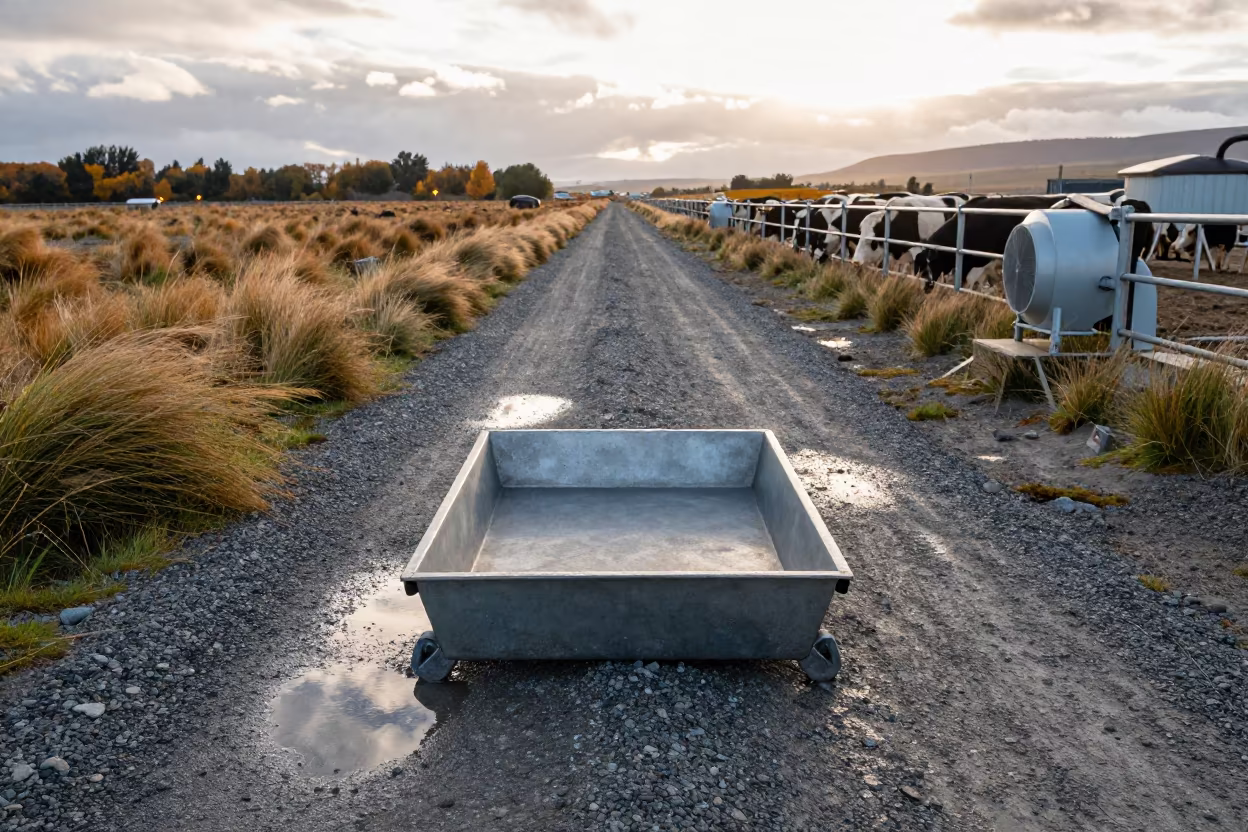 Calving Jack Parts Tray on Patagonia Feedlot Lane in along a feedlot lane in Patagonia