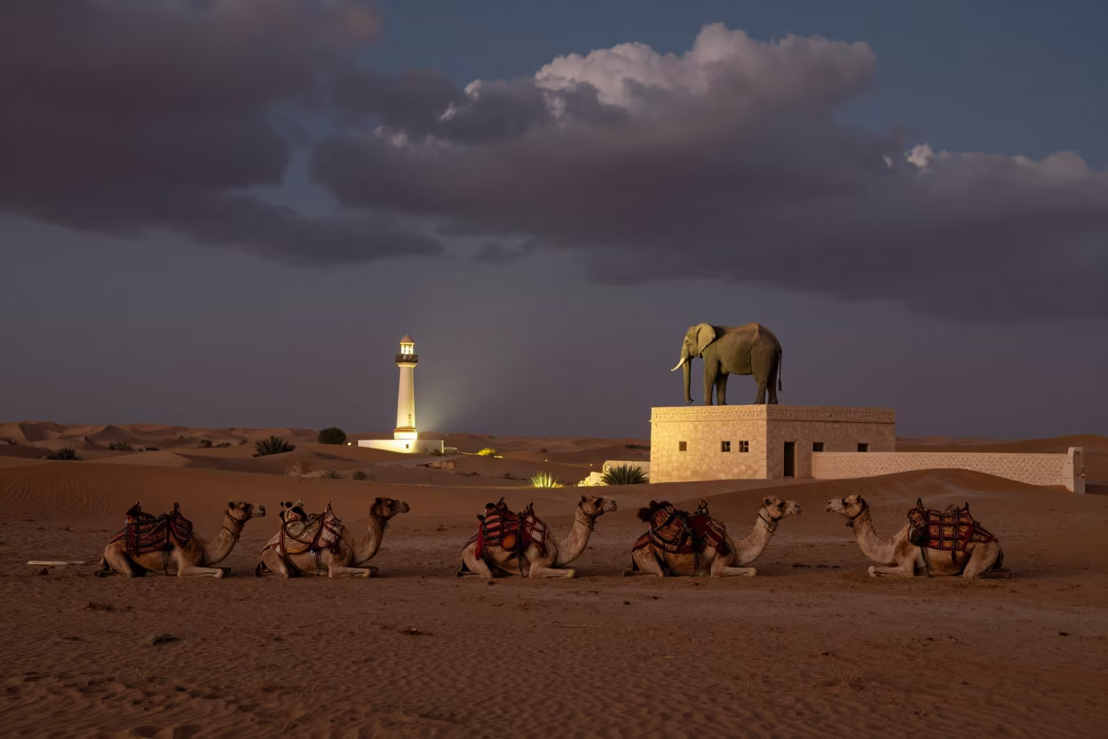 Camel Train Midnight Oasis Elephant Rooftop in near Riyadh