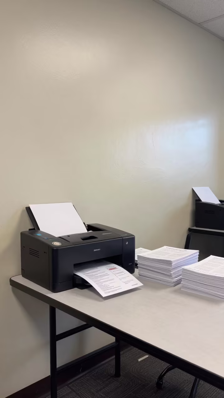 Campaign Flyers Printed in Bata Polling Station Gym in inside a polling station gymnasium in Bata