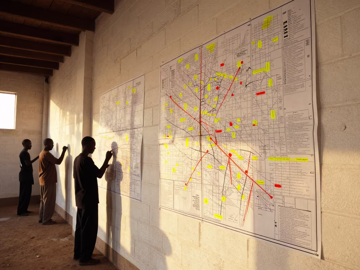 Campaign Maps on Gym Wall Berbera in inside a polling station gymnasium in Berbera