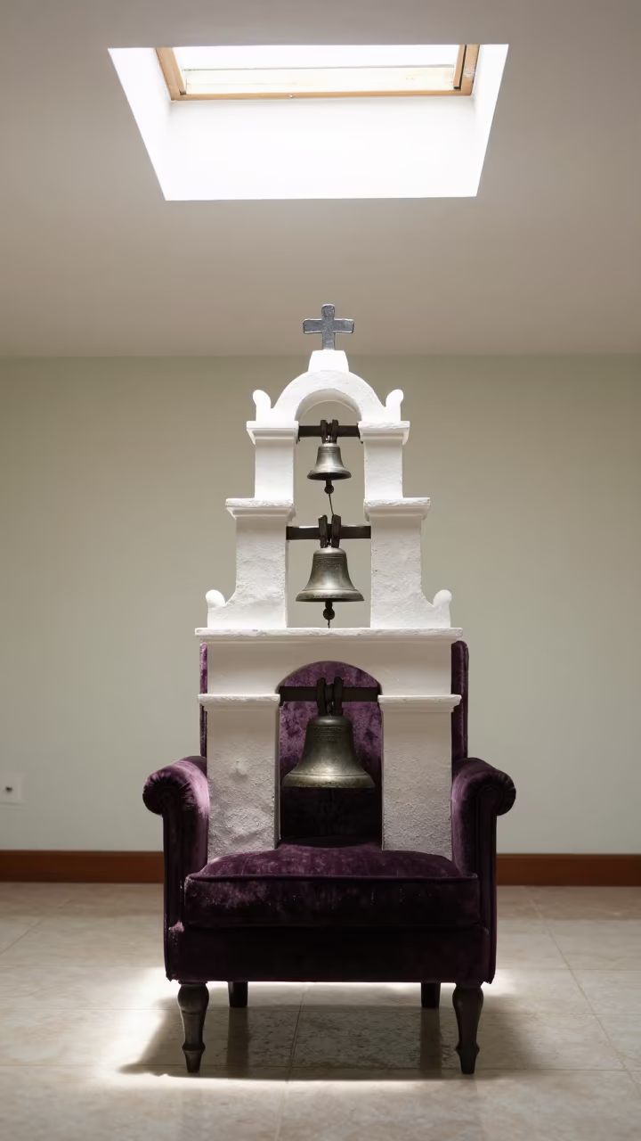 Campanile Tower with Bronze Bells on Velvet Chair in on a velvet chair in La Guaira