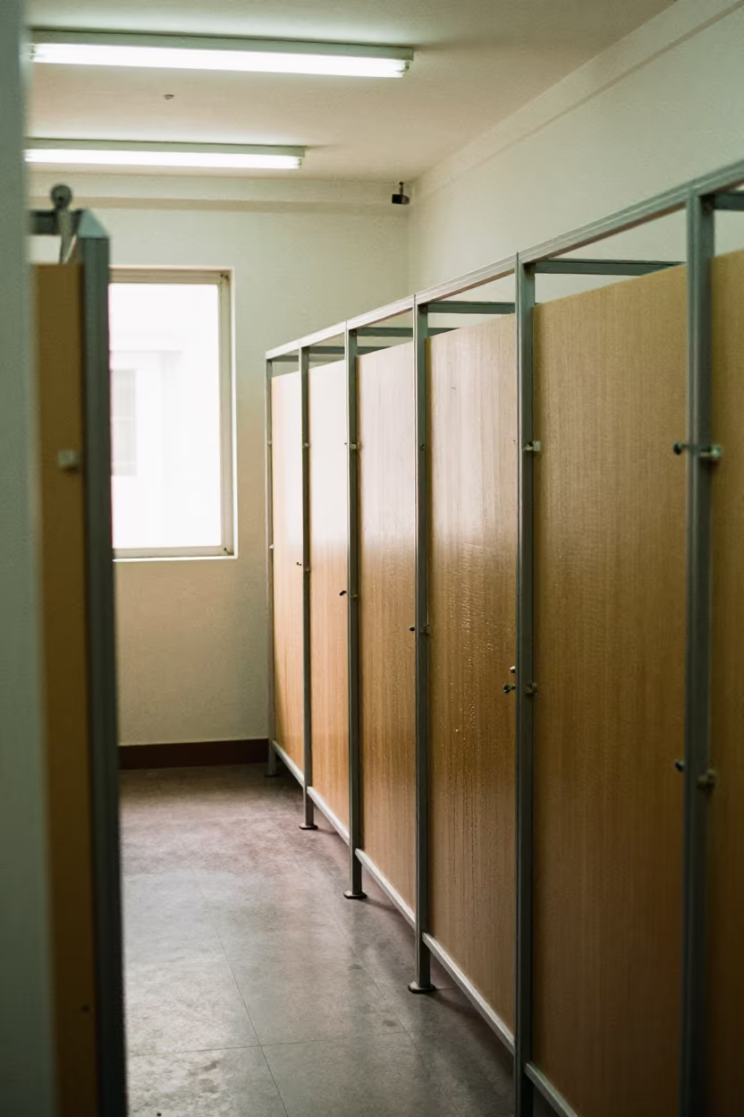 Can Tho Fitting Room Return Rail with Tape and Cardboard in inside a fitting room corridor in Can Tho