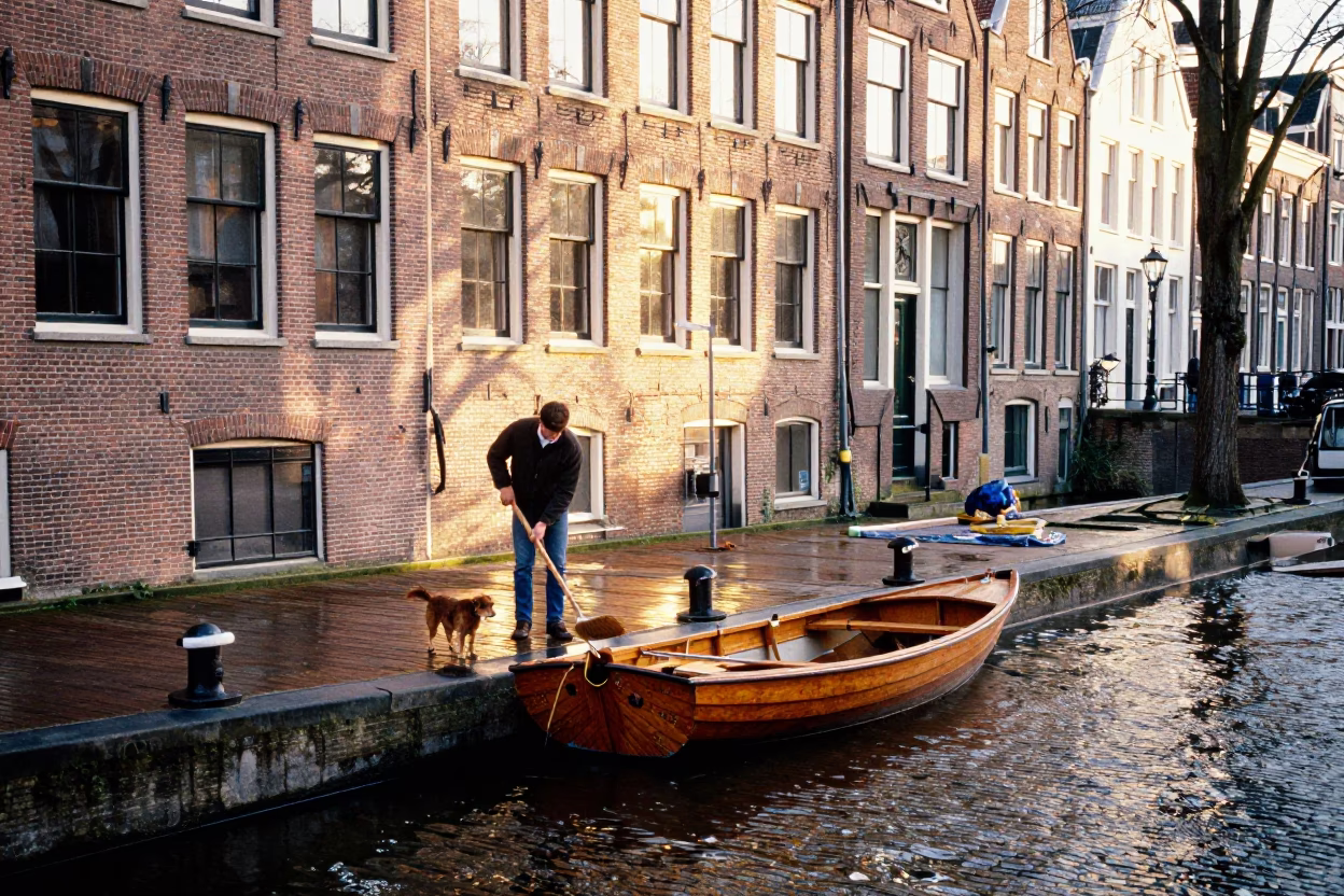 Canal Edge in Amsterdam in in Amsterdam, Netherlands
