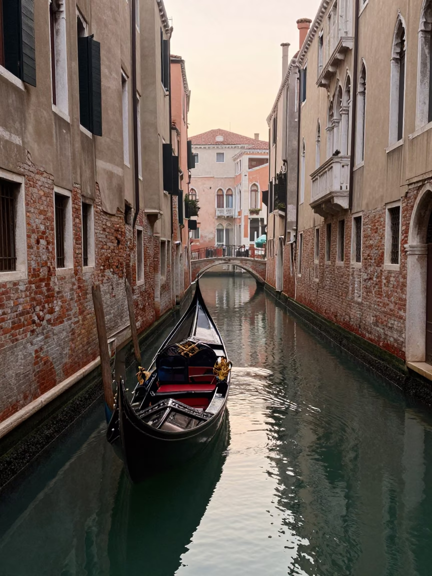 Canal in Venice at First Light in in Venice, Italy