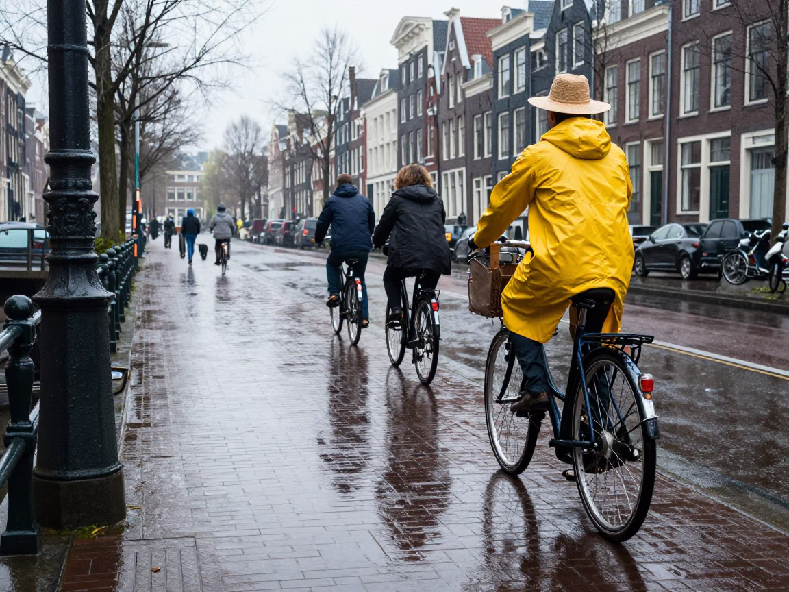 Canal Path in Amsterdam in in Amsterdam, Netherlands