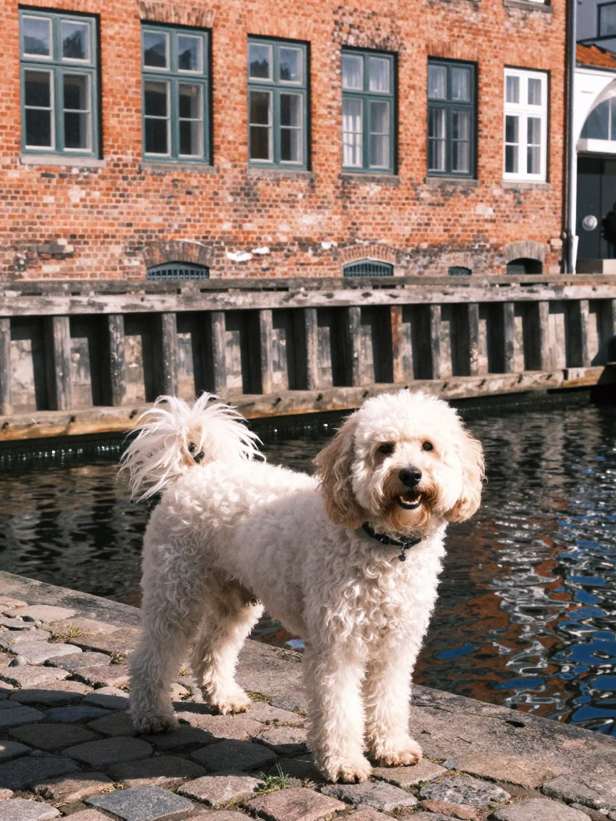 Canal Scene at Bright Midmorning Light in Copenhagen in in Copenhagen, Denmark