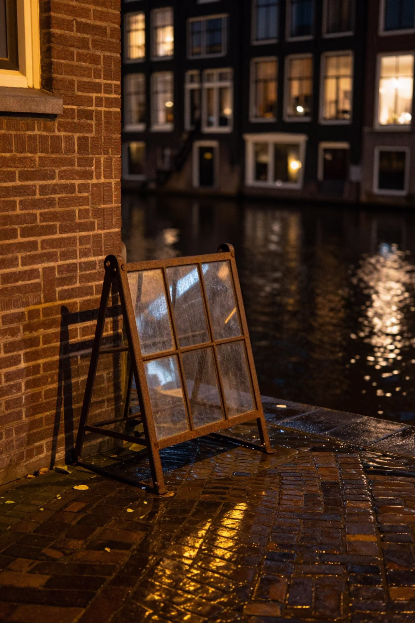 Canal Scene in Amsterdam at Late At Night Light in in Amsterdam, Netherlands