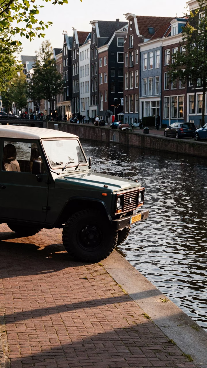 Canal Scene in Amsterdam at The Late Afternoon Light in in Amsterdam, Netherlands