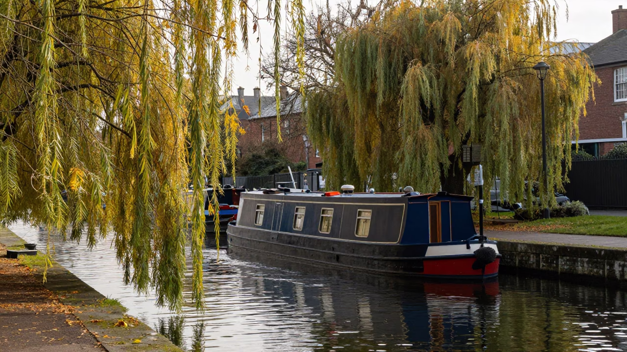 Canal Scene in Bristol at The Late Morning Light in in Bristol, United Kingdom