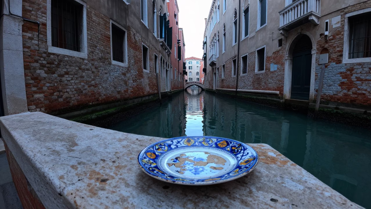 Canal Scene in Venice at Sunrise Light in in Venice, Italy