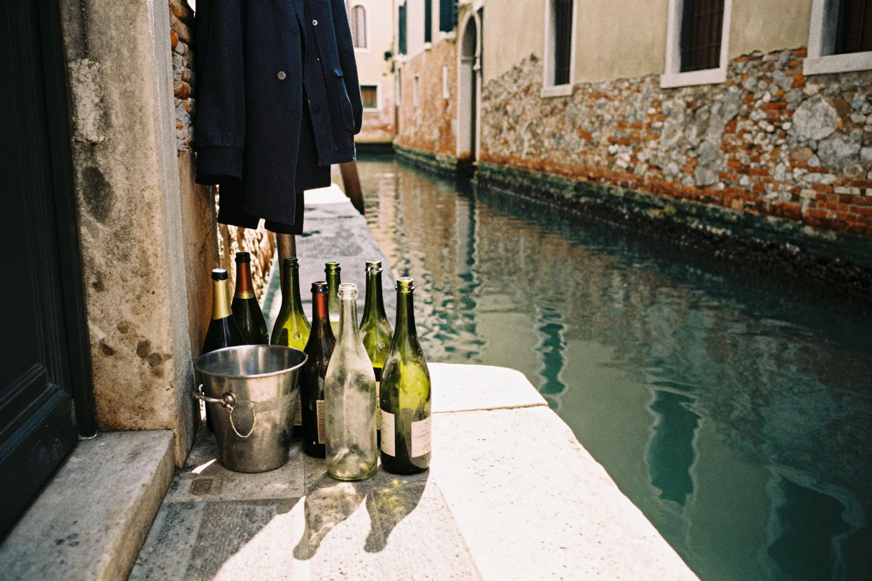 Canal-side Alley in Venice in in Venice, Italy