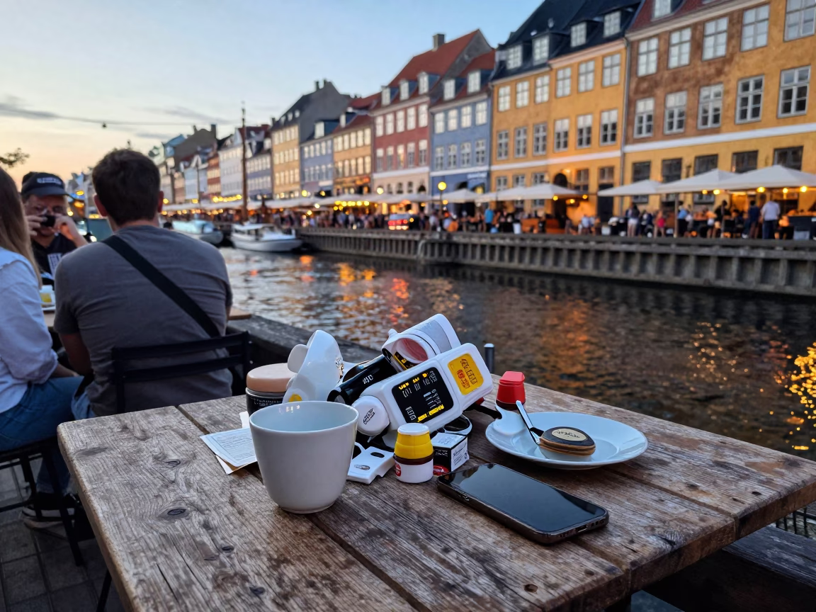 Canal-side Table in Copenhagen in in Copenhagen, Denmark