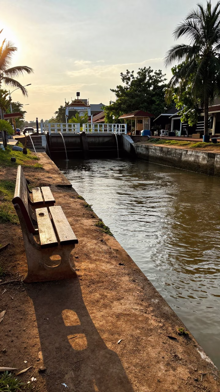 Canal Sluice Gate Dripping Water in Phuket in in Phuket, Thailand
