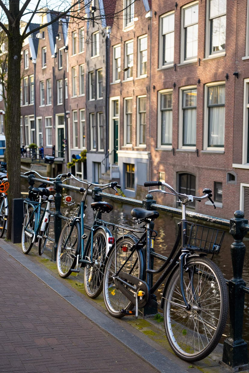 Canal Street in Amsterdam at The Early Afternoon Light in in Amsterdam, Netherlands