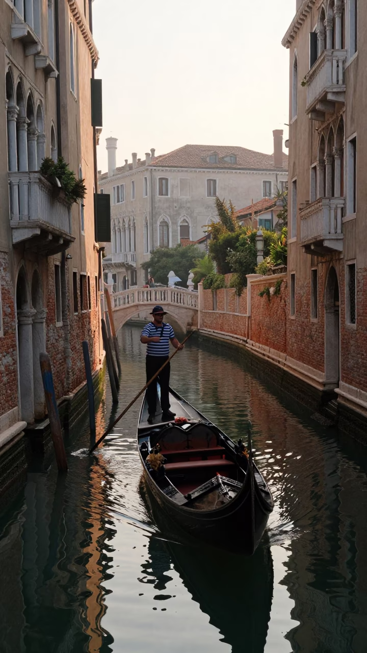 Canal View in Venice at First Light Of Dawn in in Venice, Italy