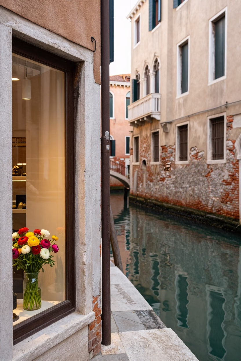 Canal View in Venice at The Late Morning Light in in Venice, Italy