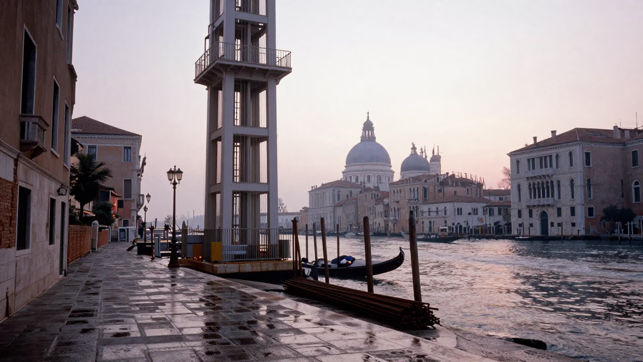 Canali Scene in Venice at Nautical Dawn Light in in Venice, Italy