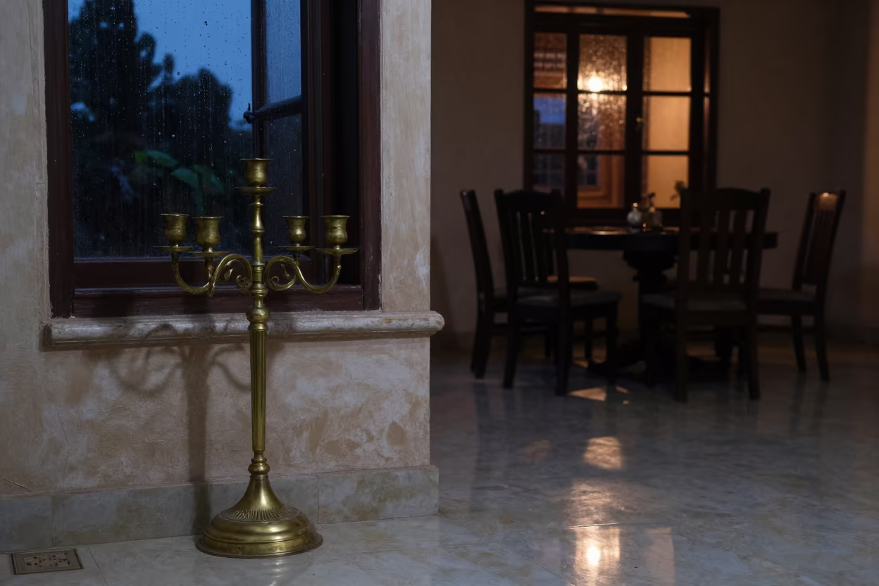 Candelabra Shadows on Stone Ledge in Bauchi in on a stone ledge in Bauchi