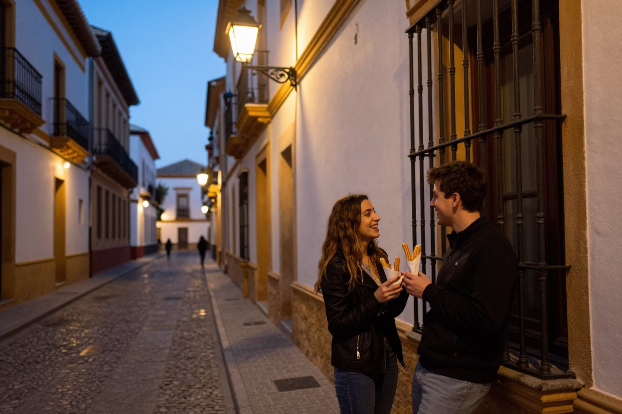 Candid Granada Evening Street Scene with Candle Holder and Glass Bottles in in Granada, Spain