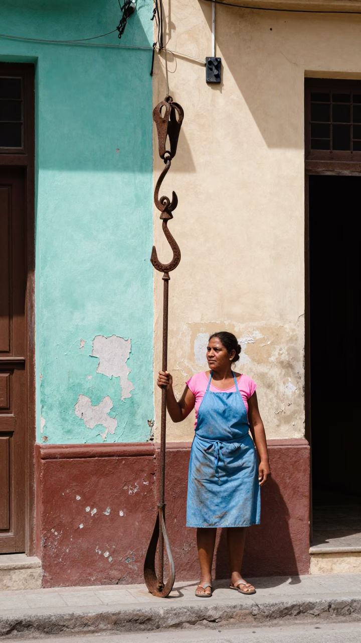 Candid Havana Cuba Street Scene Noon Light Peeling Paint and Local Life in in Havana, Cuba