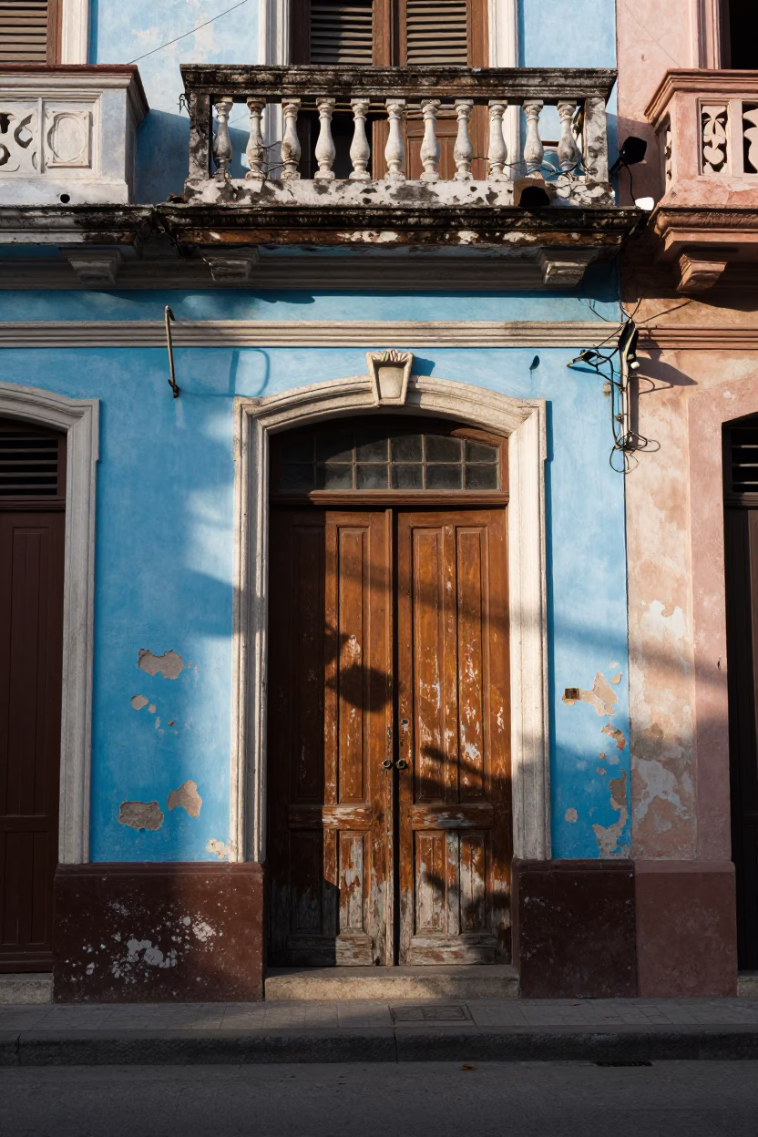 Candid Havana Street Scene Late Afternoon Light Cuban Architecture in in Havana, Cuba