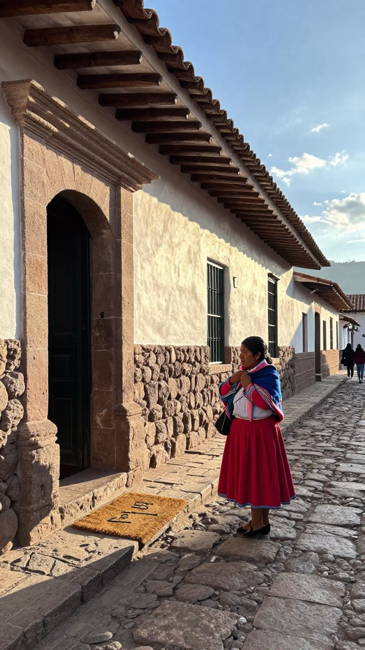 Candid Late Afternoon Street Scene in Cusco Peru with Colonial Architecture and Local Life in in Cusco, Peru