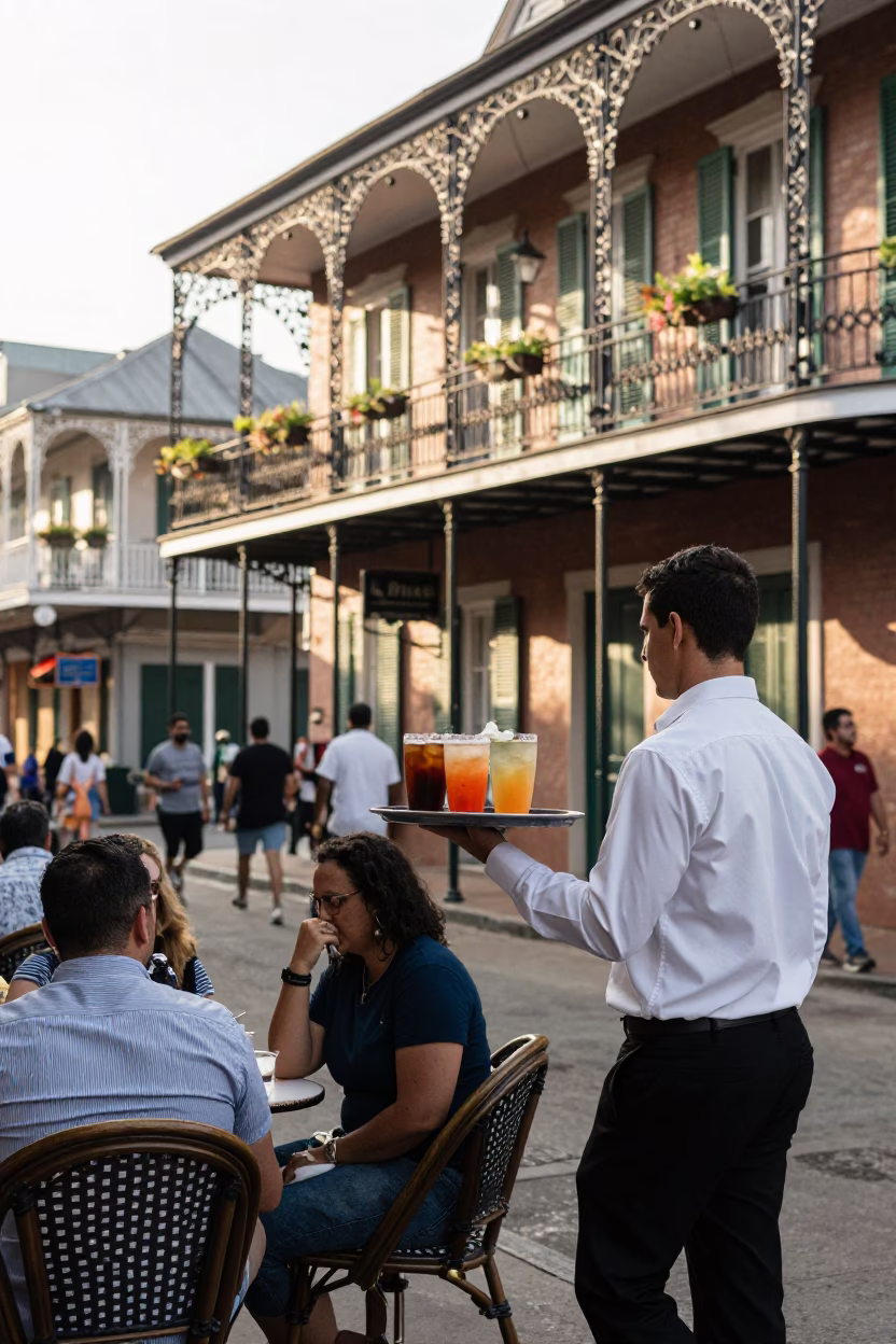 Candid Late Afternoon Street Scene in New Orleans Louisiana with Local Details in in New Orleans, Louisiana, United States